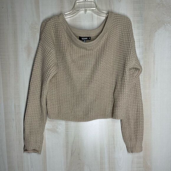 Missguided beige long sleeve crop sweater, size 2/4 - Picture 2 of 10